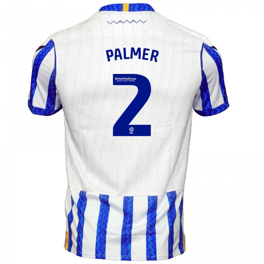 Niño Camiseta Liam Palmer #2 Azul Blanco 1ª Equipación 2024/25 La Camisa