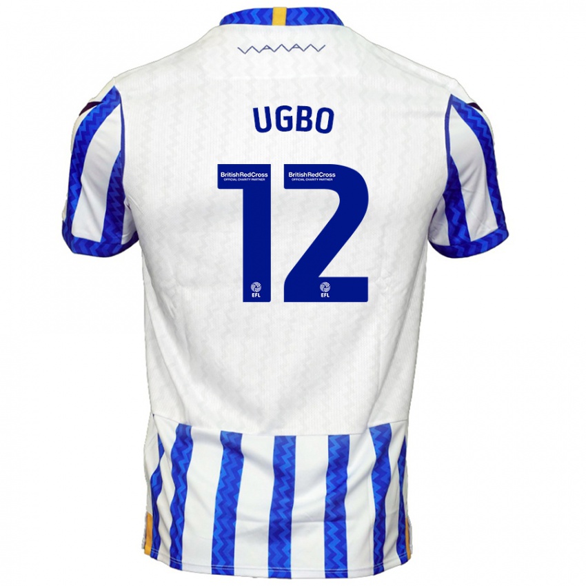 Niño Camiseta Iké Ugbo #12 Azul Blanco 1ª Equipación 2024/25 La Camisa