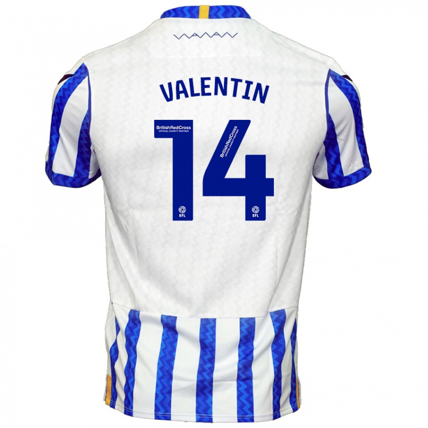 Niño Camiseta Pol Valentín #14 Azul Blanco 1ª Equipación 2024/25 La Camisa