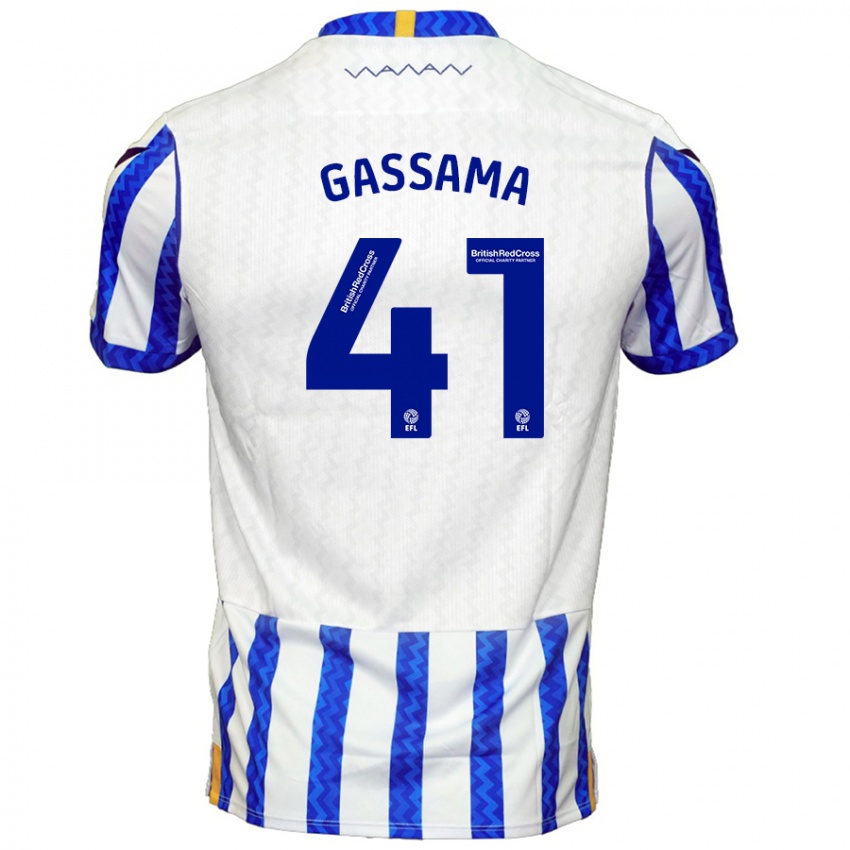 Niño Camiseta Djeidi Gassama #41 Azul Blanco 1ª Equipación 2024/25 La Camisa