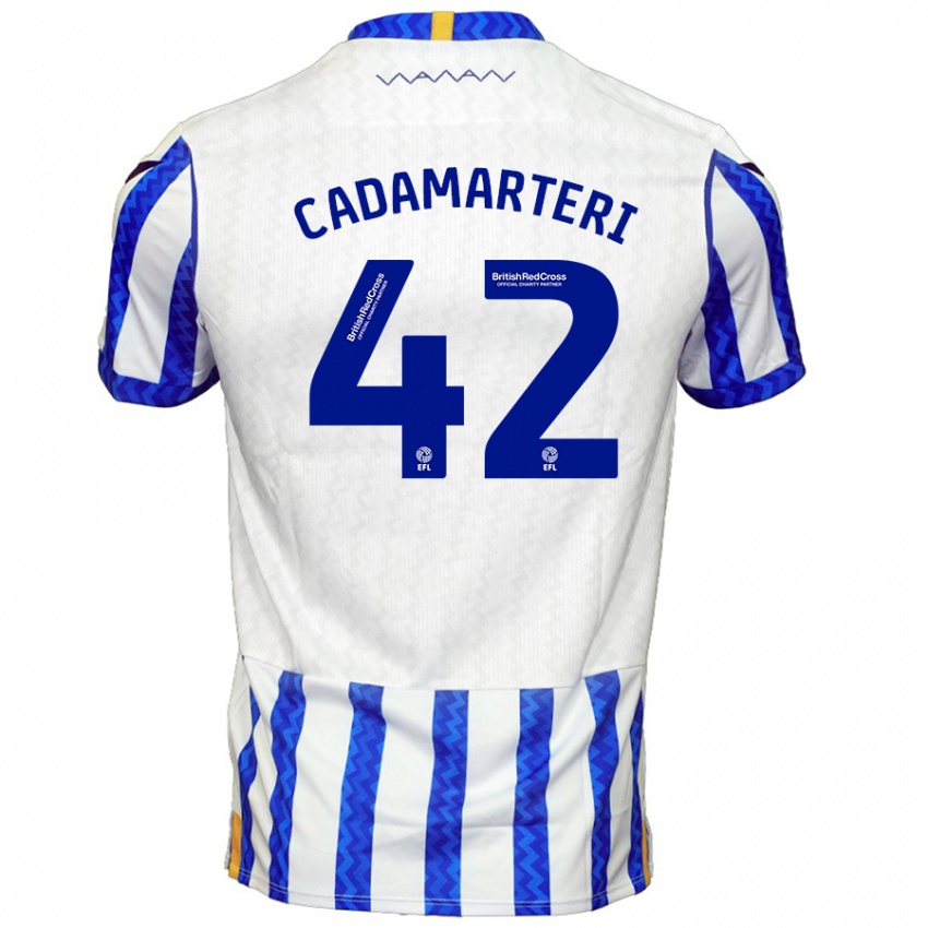 Niño Camiseta Bailey Cadamarteri #42 Azul Blanco 1ª Equipación 2024/25 La Camisa