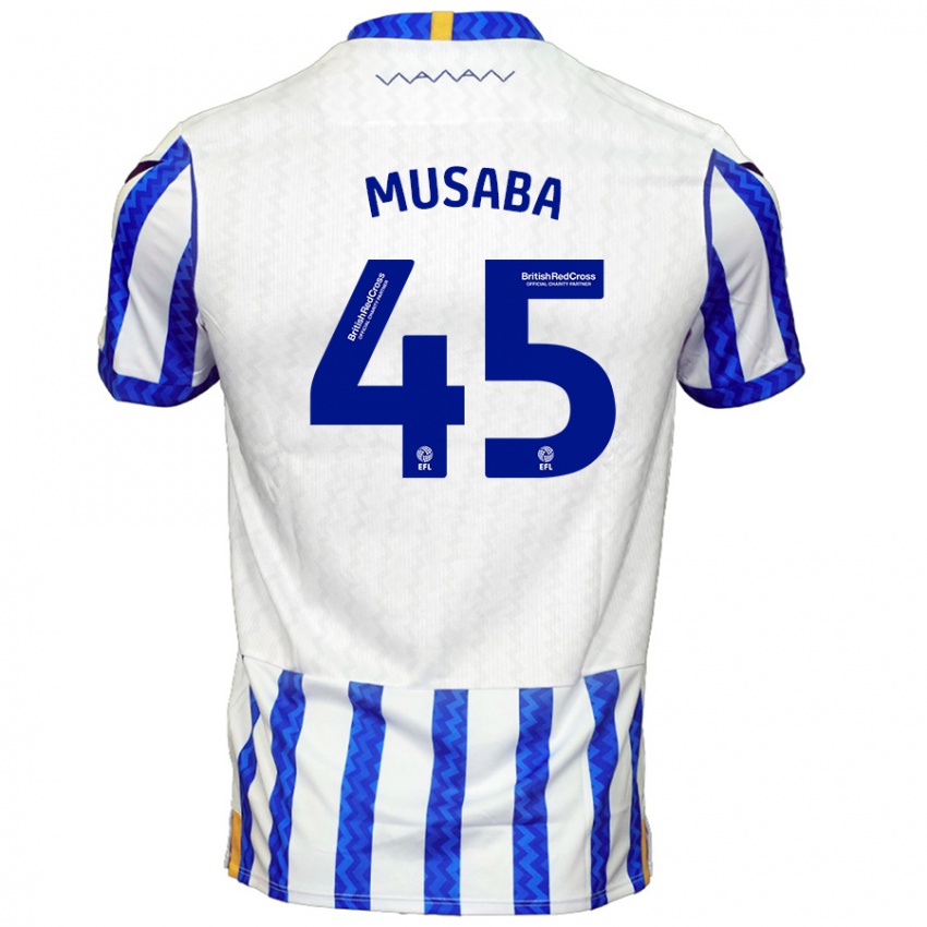 Niño Camiseta Anthony Musaba #45 Azul Blanco 1ª Equipación 2024/25 La Camisa