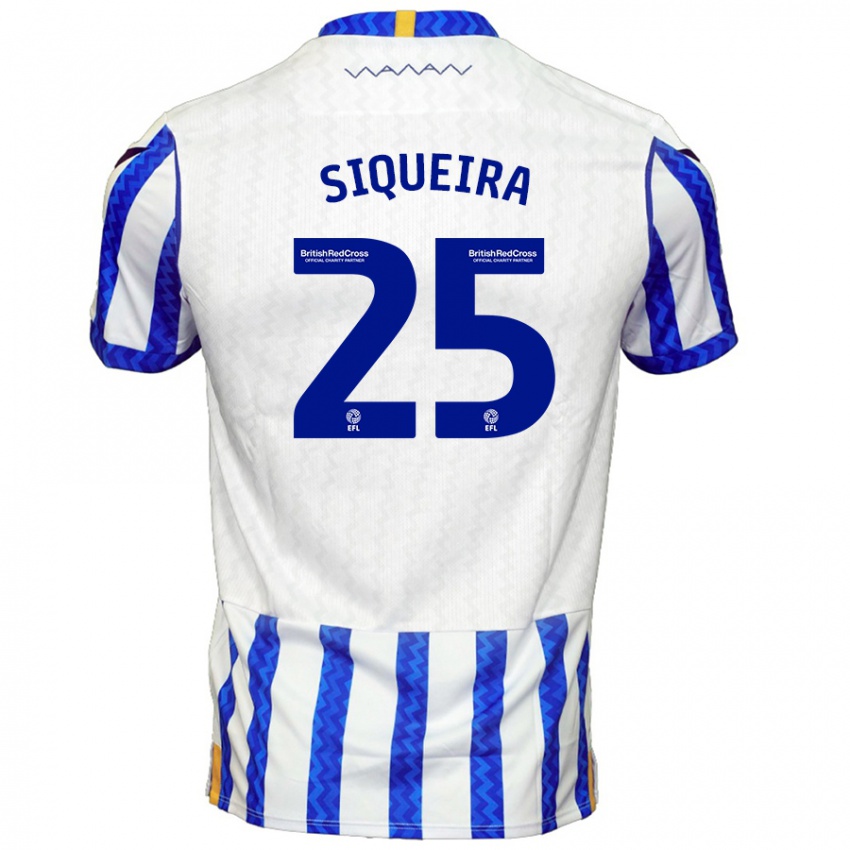 Niño Camiseta Guilherme Siqueira #25 Azul Blanco 1ª Equipación 2024/25 La Camisa