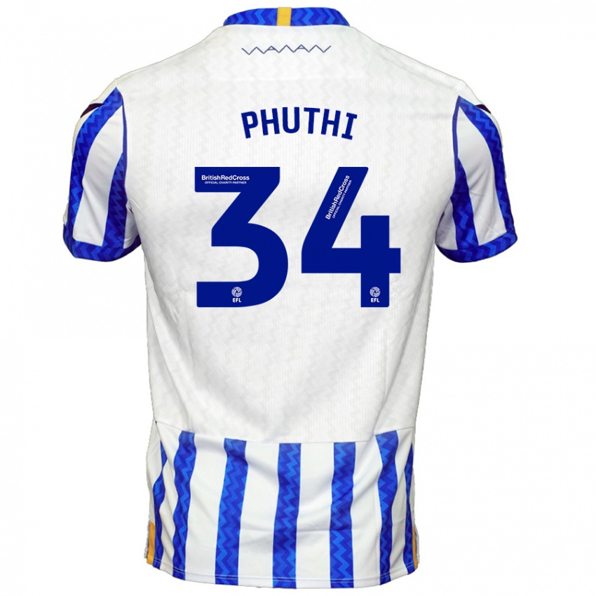 Niño Camiseta Joey Phuthi #34 Azul Blanco 1ª Equipación 2024/25 La Camisa