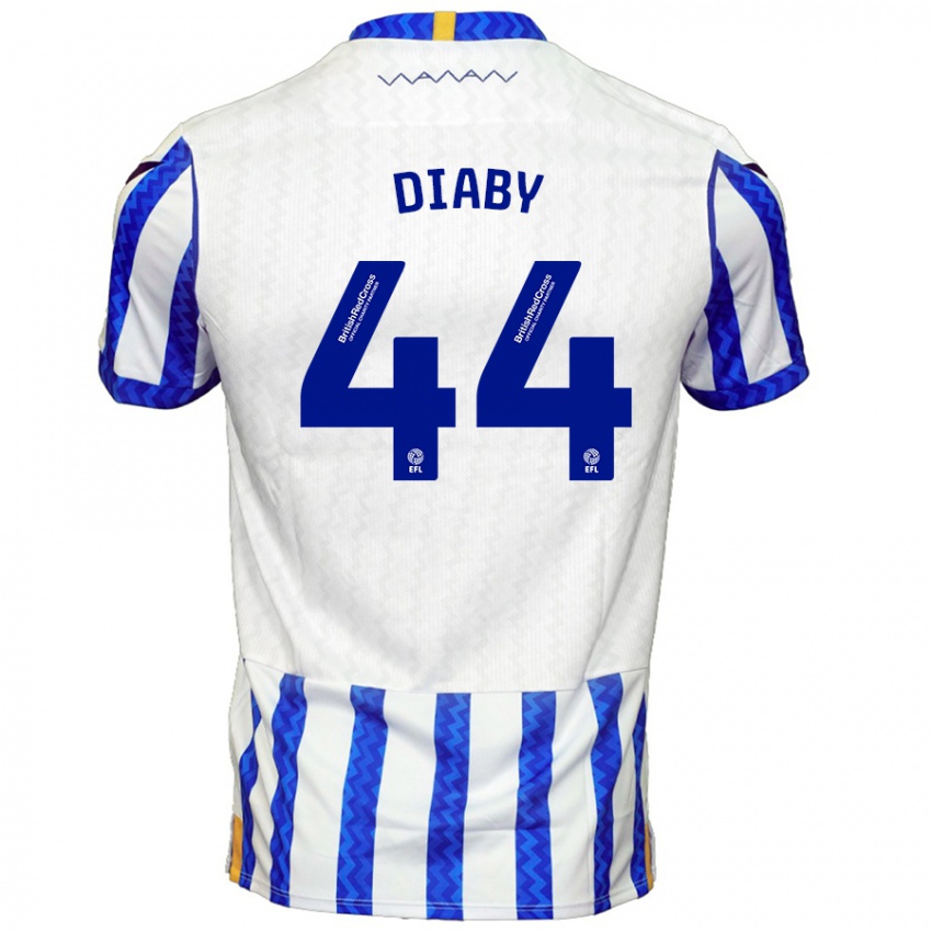 Niño Camiseta Momo Diaby #44 Azul Blanco 1ª Equipación 2024/25 La Camisa