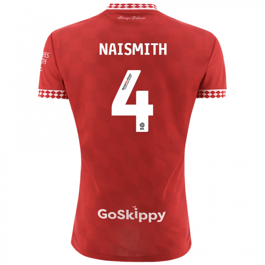 Niño Camiseta Kal Naismith #4 Rojo 1ª Equipación 2024/25 La Camisa