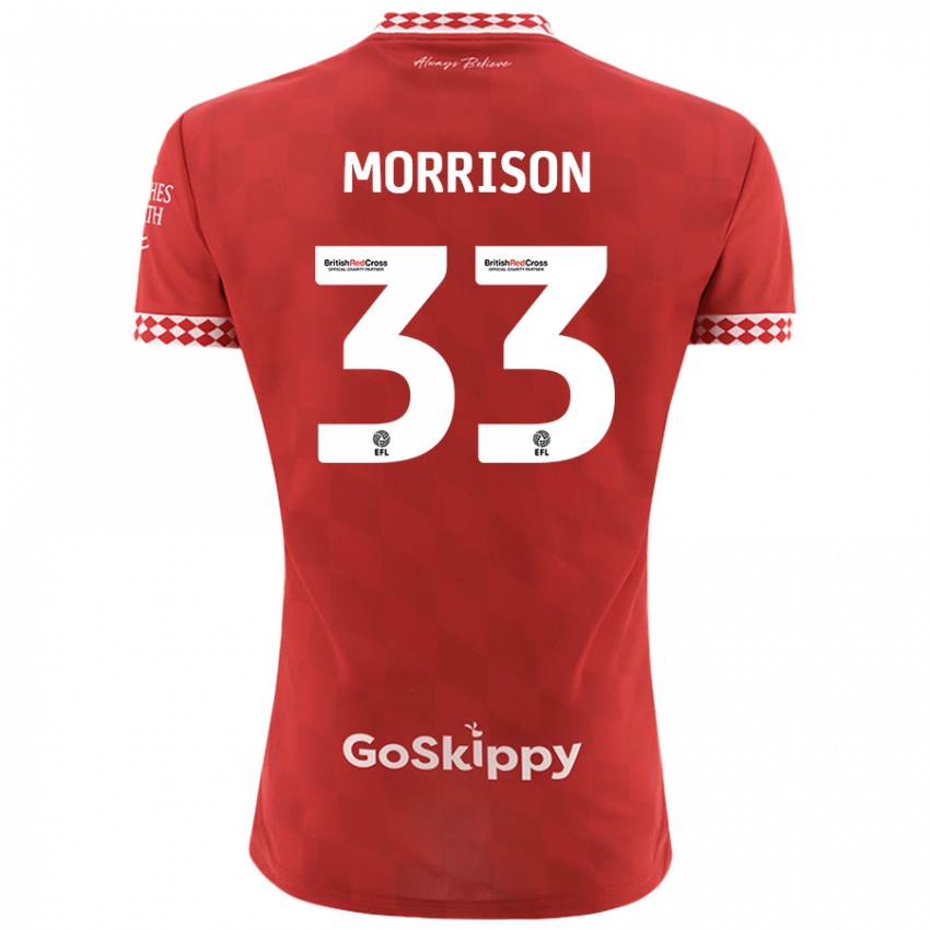 Niño Camiseta Elijah Morrison #33 Rojo 1ª Equipación 2024/25 La Camisa