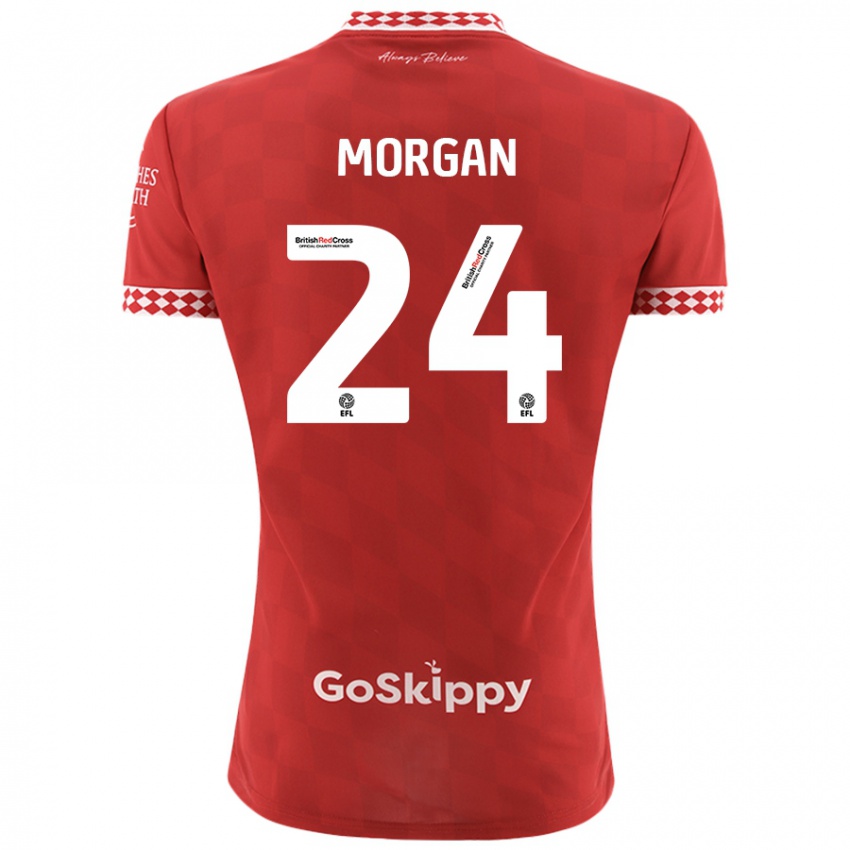 Niño Camiseta Ffion Morgan #24 Rojo 1ª Equipación 2024/25 La Camisa