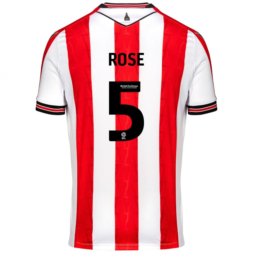 Niño Camiseta Michael Rose #5 Rojo Blanco 1ª Equipación 2024/25 La Camisa