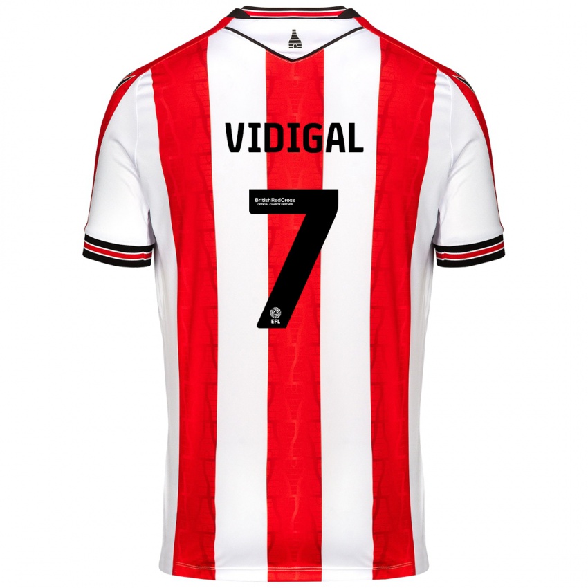 Niño Camiseta André Vidigal #7 Rojo Blanco 1ª Equipación 2024/25 La Camisa