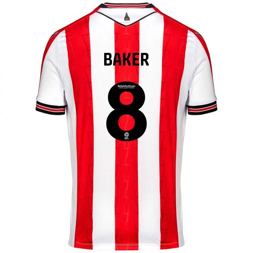 Niño Camiseta Lewis Baker #8 Rojo Blanco 1ª Equipación 2024/25 La Camisa