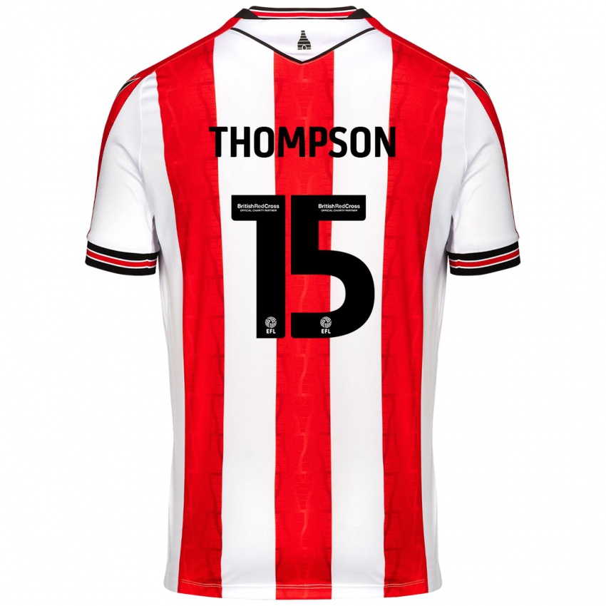 Niño Camiseta Jordan Thompson #15 Rojo Blanco 1ª Equipación 2024/25 La Camisa