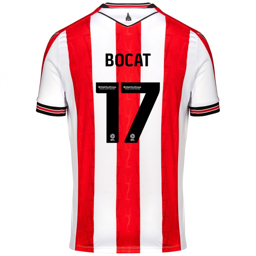 Niño Camiseta Eric-Junior Bocat #17 Rojo Blanco 1ª Equipación 2024/25 La Camisa