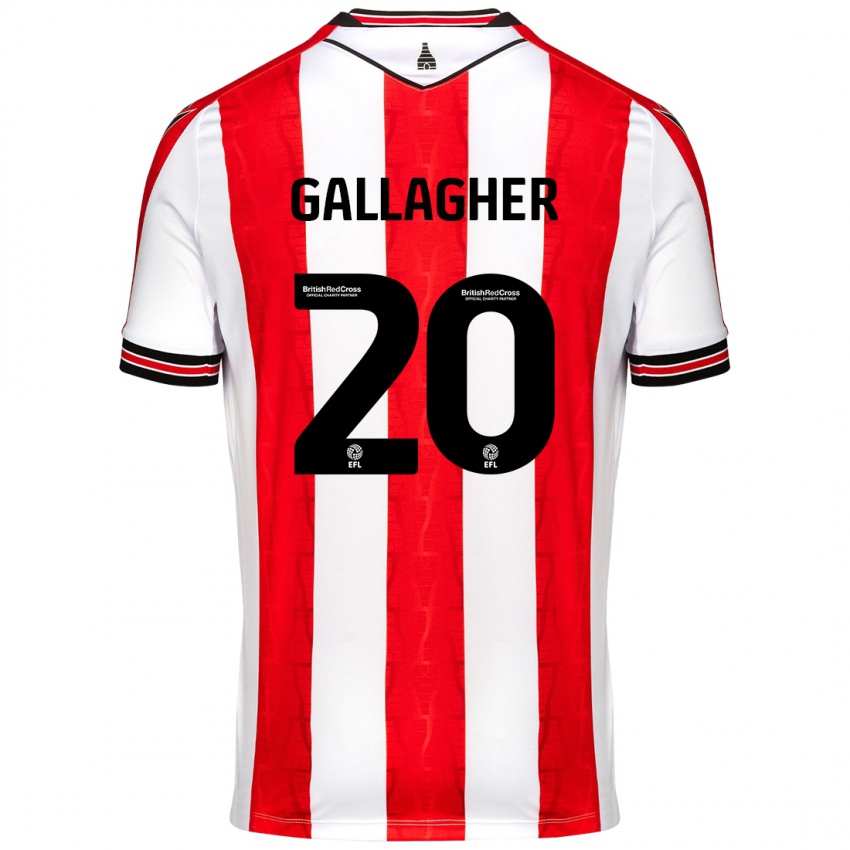 Niño Camiseta Sam Gallagher #20 Rojo Blanco 1ª Equipación 2024/25 La Camisa