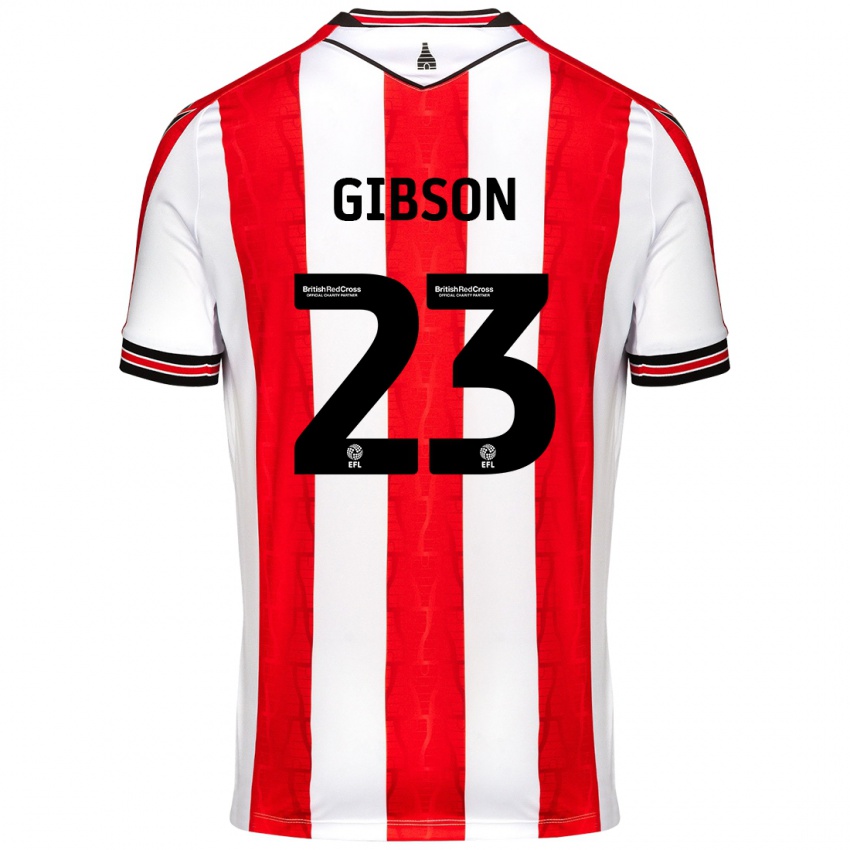 Niño Camiseta Ben Gibson #23 Rojo Blanco 1ª Equipación 2024/25 La Camisa