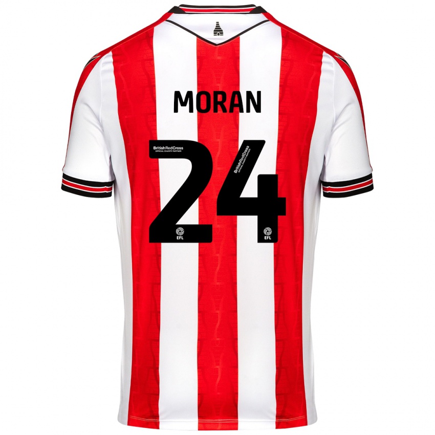 Niño Camiseta Andrew Moran #24 Rojo Blanco 1ª Equipación 2024/25 La Camisa