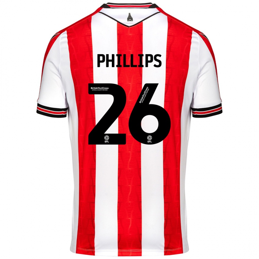 Niño Camiseta Ashley Phillips #26 Rojo Blanco 1ª Equipación 2024/25 La Camisa