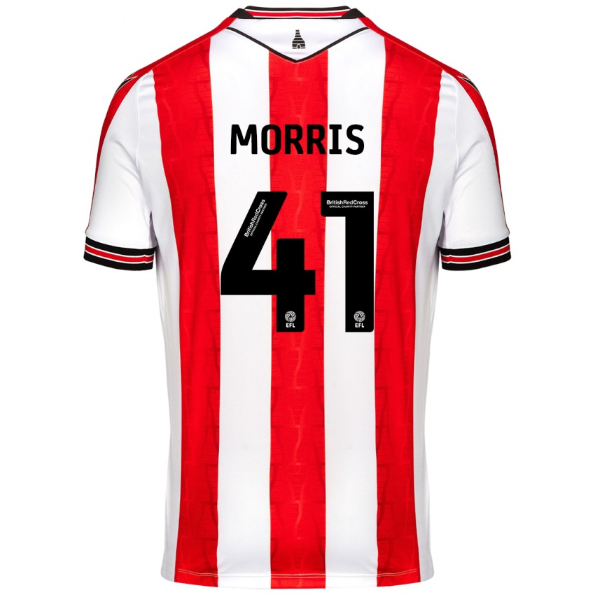 Niño Camiseta Scott Morris #41 Rojo Blanco 1ª Equipación 2024/25 La Camisa