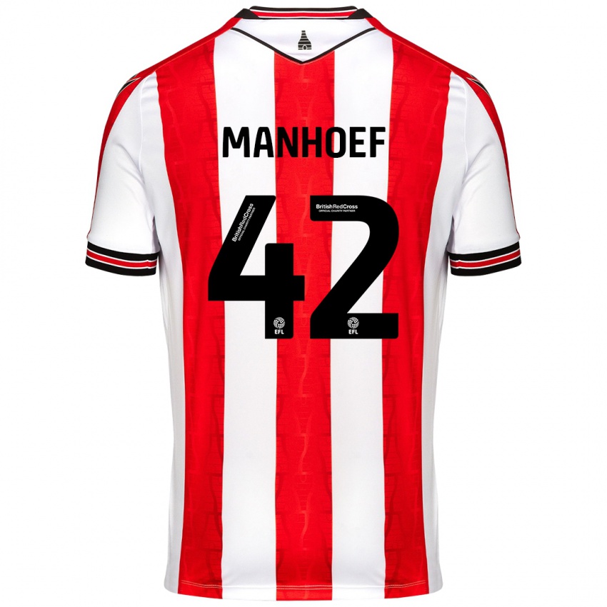 Niño Camiseta Million Manhoef #42 Rojo Blanco 1ª Equipación 2024/25 La Camisa