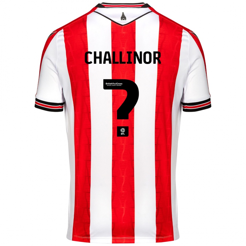 Niño Camiseta Oliver Challinor #0 Rojo Blanco 1ª Equipación 2024/25 La Camisa