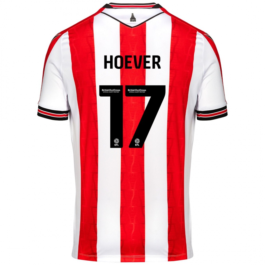 Niño Camiseta Ki-Jana Hoever #17 Rojo Blanco 1ª Equipación 2024/25 La Camisa