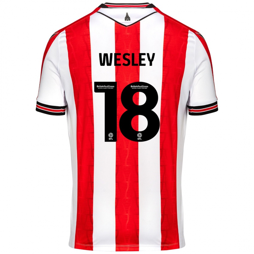 Niño Camiseta Wesley Moraes #18 Rojo Blanco 1ª Equipación 2024/25 La Camisa