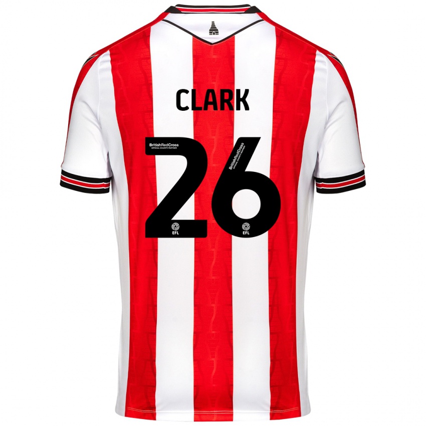 Niño Camiseta Ciaran Clark #26 Rojo Blanco 1ª Equipación 2024/25 La Camisa