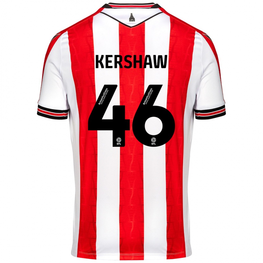 Niño Camiseta Ben Kershaw #46 Rojo Blanco 1ª Equipación 2024/25 La Camisa