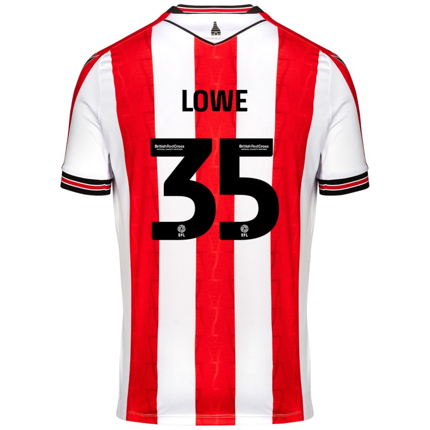 Niño Camiseta Nathan Lowe #35 Rojo Blanco 1ª Equipación 2024/25 La Camisa