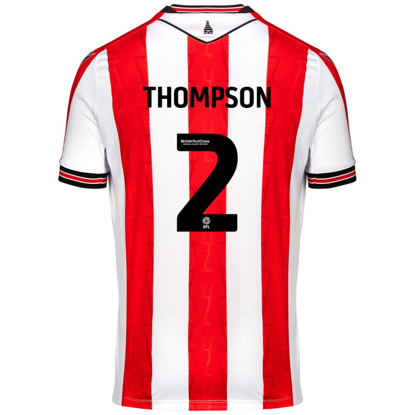 Niño Camiseta Sophie Thompson #2 Rojo Blanco 1ª Equipación 2024/25 La Camisa