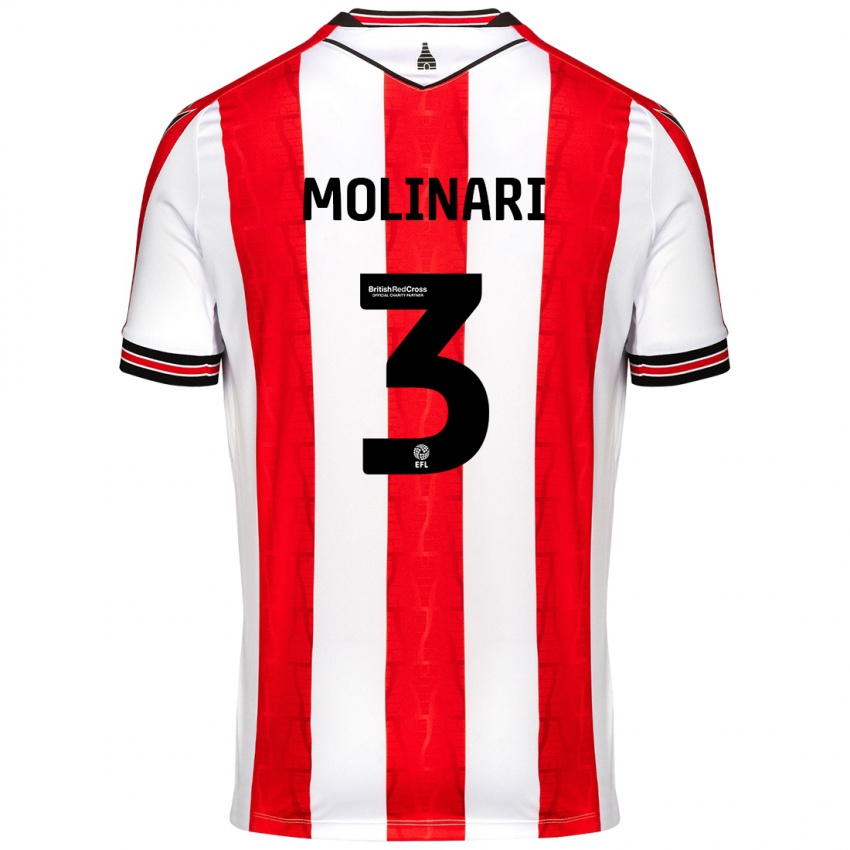 Niño Camiseta Lucia Molinari #3 Rojo Blanco 1ª Equipación 2024/25 La Camisa