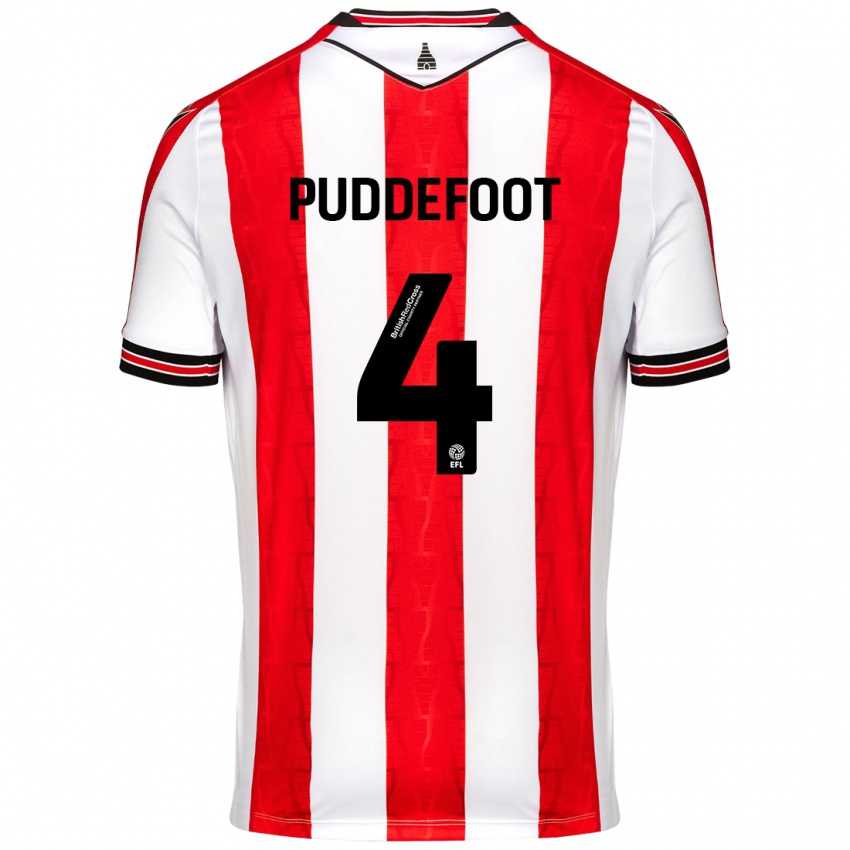 Niño Camiseta Danielle Puddefoot #4 Rojo Blanco 1ª Equipación 2024/25 La Camisa