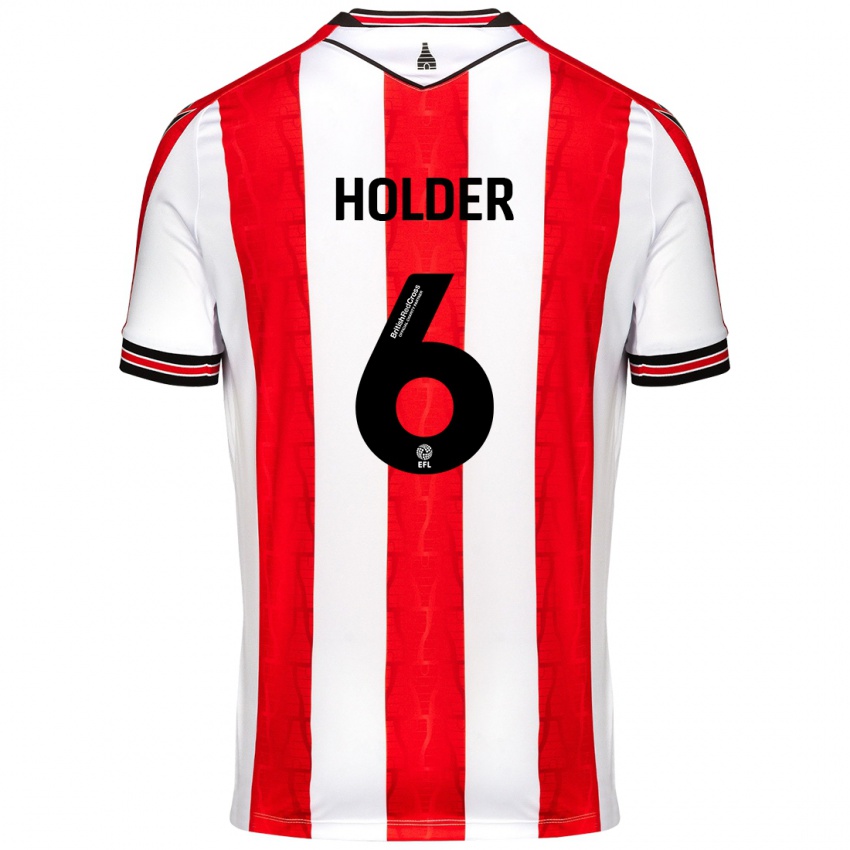 Niño Camiseta Molly Holder #6 Rojo Blanco 1ª Equipación 2024/25 La Camisa