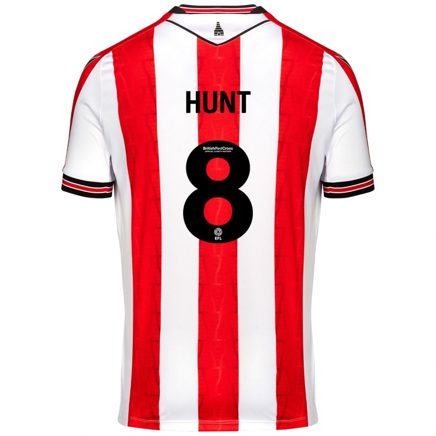 Niño Camiseta Abby Hunt #8 Rojo Blanco 1ª Equipación 2024/25 La Camisa