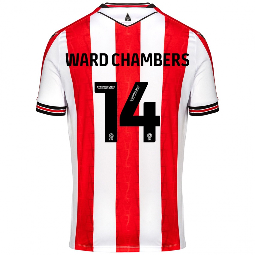 Niño Camiseta Courtnay Ward-Chambers #14 Rojo Blanco 1ª Equipación 2024/25 La Camisa