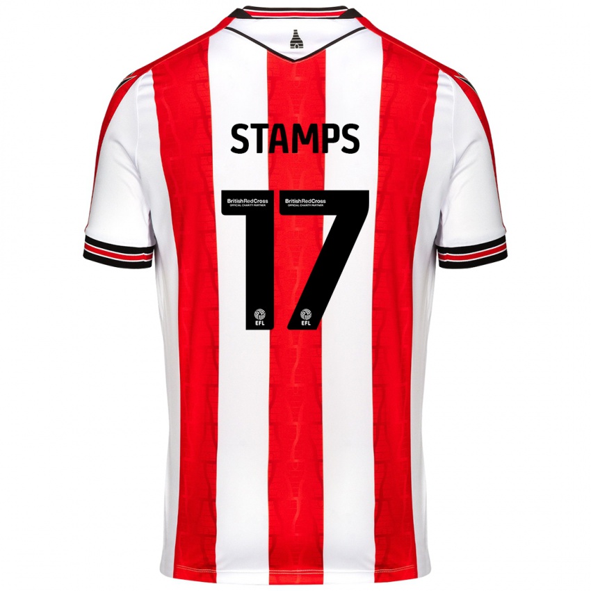 Niño Camiseta Shannon Stamps #17 Rojo Blanco 1ª Equipación 2024/25 La Camisa