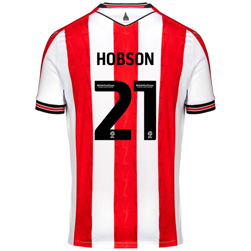 Niño Camiseta Elizabeth Hobson #21 Rojo Blanco 1ª Equipación 2024/25 La Camisa