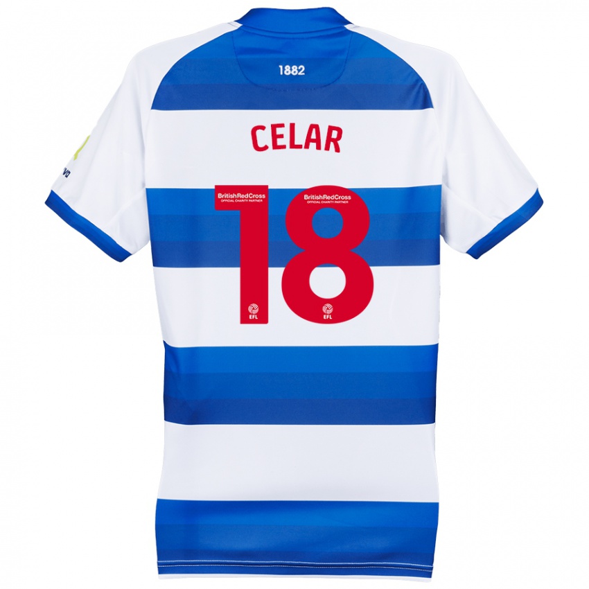 Niño Camiseta Zan Celar #18 Blanco Azul 1ª Equipación 2024/25 La Camisa