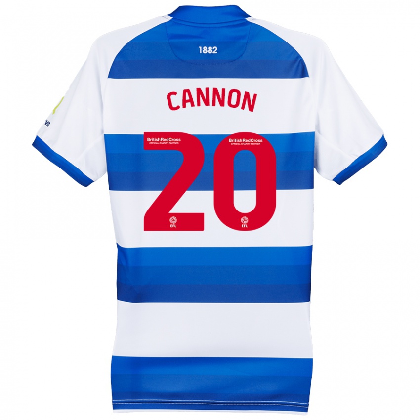 Niño Camiseta Reggie Cannon #20 Blanco Azul 1ª Equipación 2024/25 La Camisa