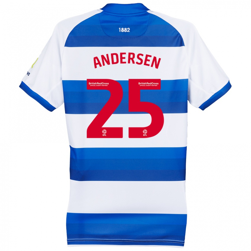 Niño Camiseta Lucas Andersen #25 Blanco Azul 1ª Equipación 2024/25 La Camisa