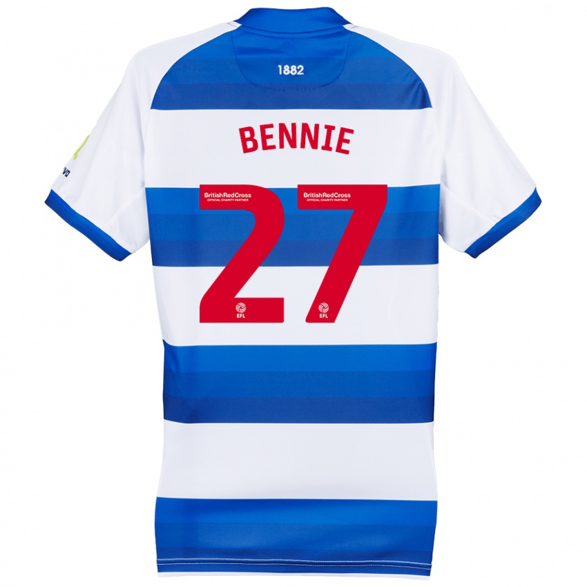 Niño Camiseta Daniel Bennie #27 Blanco Azul 1ª Equipación 2024/25 La Camisa