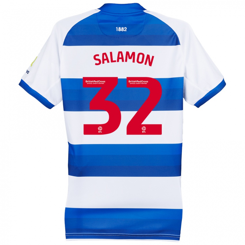 Niño Camiseta Matteo Salamon #32 Blanco Azul 1ª Equipación 2024/25 La Camisa