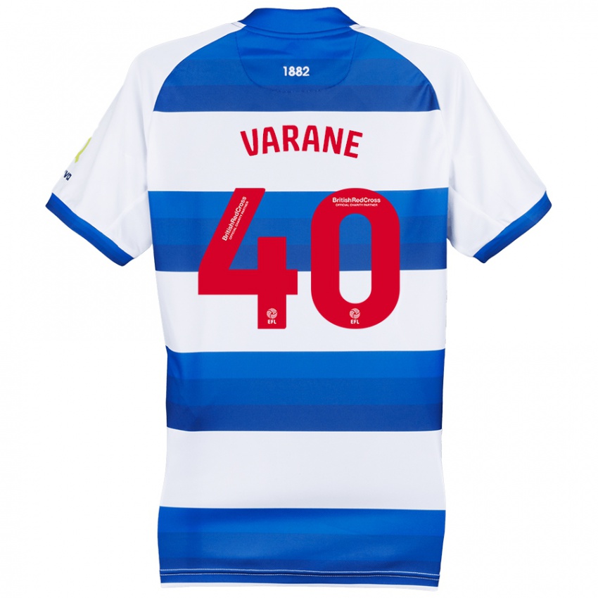 Niño Camiseta Jonathan Varane #40 Blanco Azul 1ª Equipación 2024/25 La Camisa