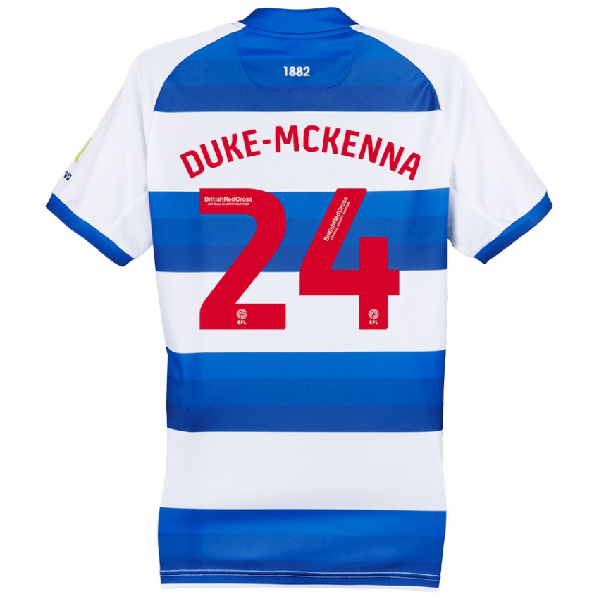 Niño Camiseta Stephen Duke-Mckenna #24 Blanco Azul 1ª Equipación 2024/25 La Camisa