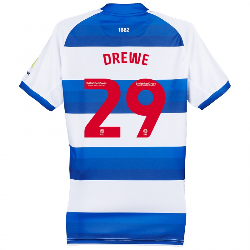 Niño Camiseta Aaron Drewe #29 Blanco Azul 1ª Equipación 2024/25 La Camisa