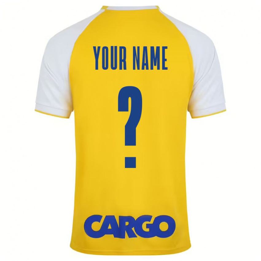 Niño Camiseta Ihren Namen #0 Amarillo Blanco 1ª Equipación 2024/25 La Camisa