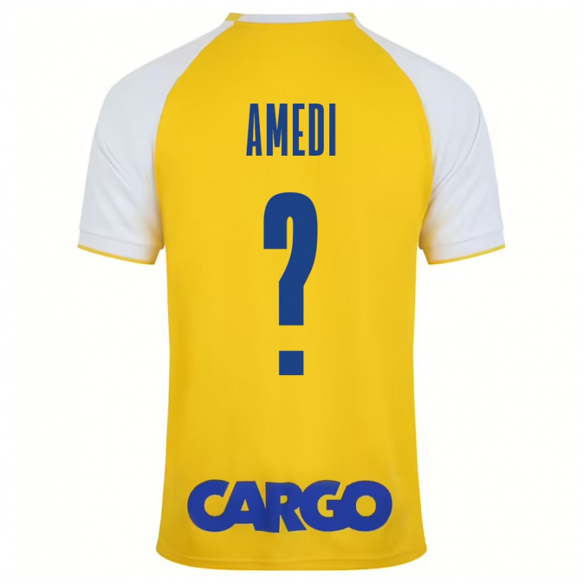 Niño Camiseta Roei Amedi #0 Amarillo Blanco 1ª Equipación 2024/25 La Camisa