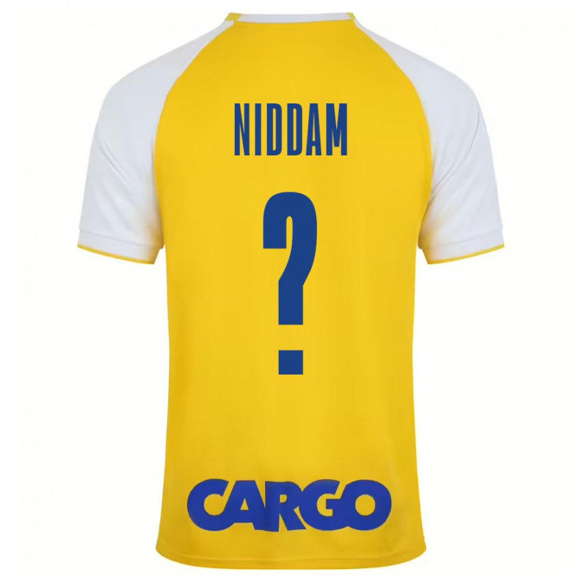 Niño Camiseta Nadav Niddam #0 Amarillo Blanco 1ª Equipación 2024/25 La Camisa