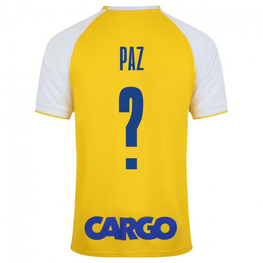 Niño Camiseta Jonathan Paz #0 Amarillo Blanco 1ª Equipación 2024/25 La Camisa