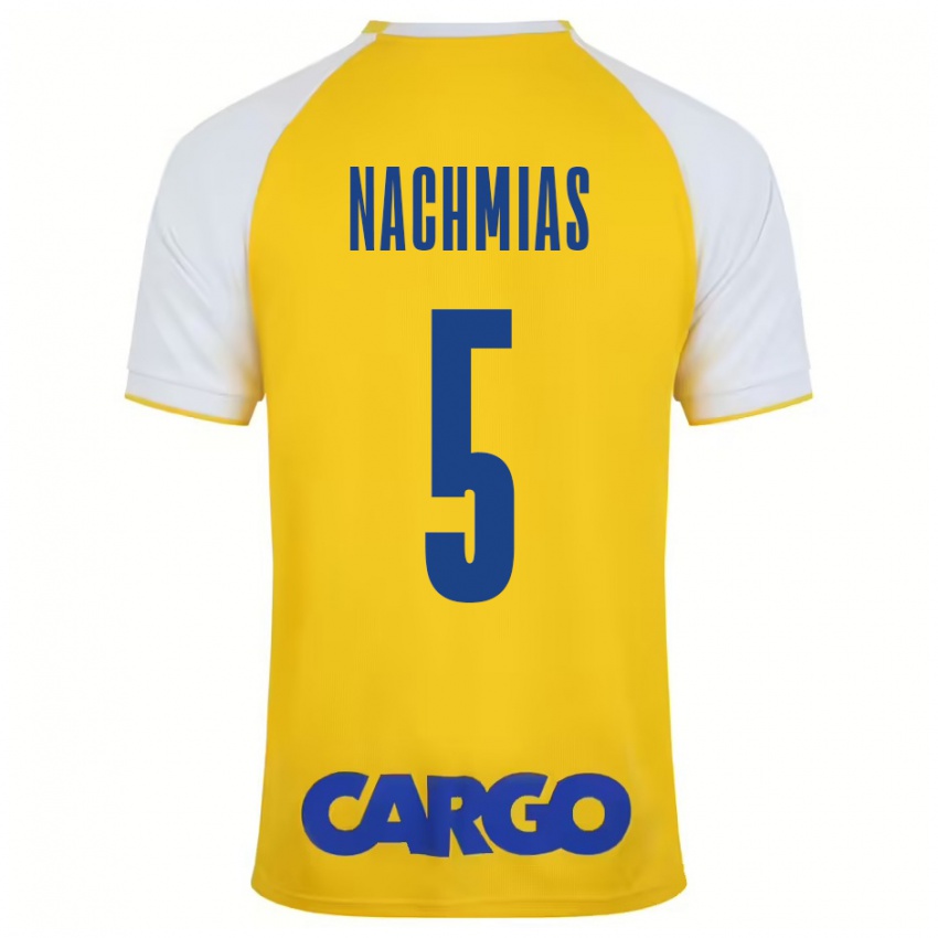 Niño Camiseta Idan Nachmias #5 Amarillo Blanco 1ª Equipación 2024/25 La Camisa